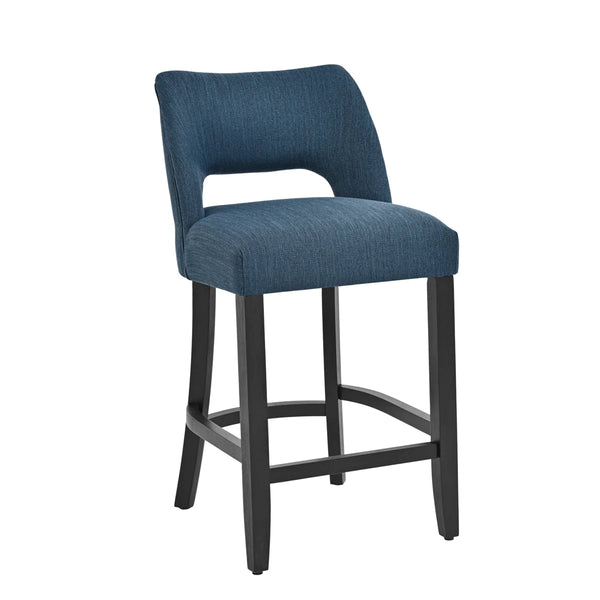 Bisto Upholstered Modern Counter Height Bar Stool with Solid Wood Legs (Set of 2)   Wooden Bazar
