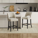 Bisto Upholstered Modern Counter Height Bar Stool with Solid Wood Legs (Set of 2)   Wooden Bazar