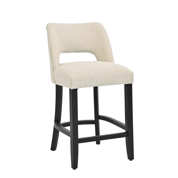 Bisto Upholstered Modern Counter Height Bar Stool with Solid Wood Legs (Set of 2)   Wooden Bazar