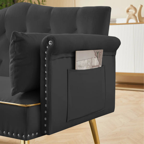 Black 2 Seater Sofa  Wooden Bazar