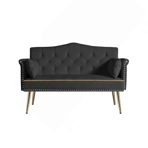 Black 2 Seater Sofa  Wooden Bazar