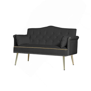Black 2 Seater Sofa  Wooden Bazar