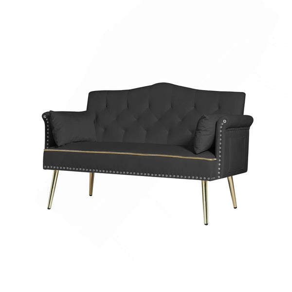 Black 2 Seater Sofa  Wooden Bazar