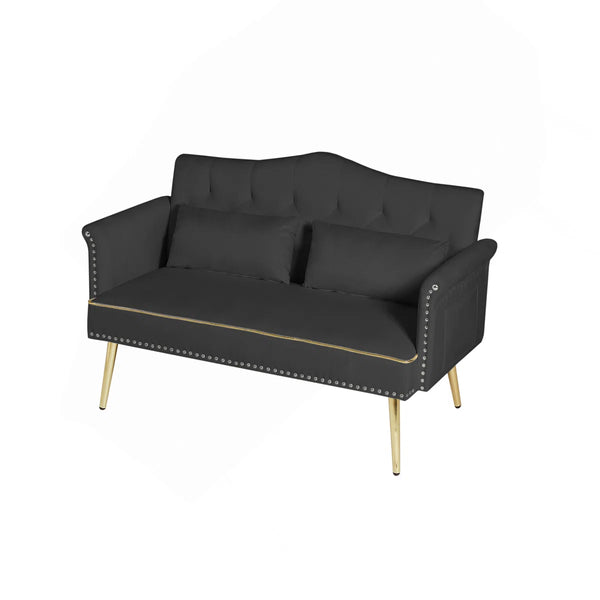 Black 2 Seater Sofa  Wooden Bazar
