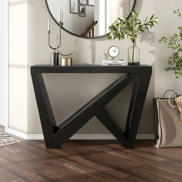 Sculptural Accent Console Table  Wooden Bazar