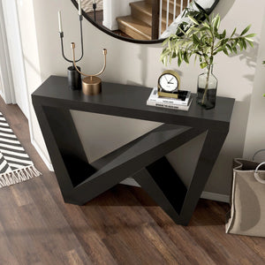 Sculptural Accent Console Table  Wooden Bazar