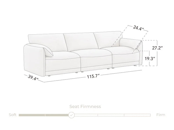 Sinhered Upholstered Sofa With Solid Wood Leg - Wooden Bazar