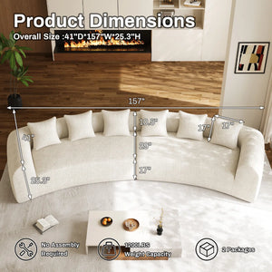 Modern Curved Sectional Sofa Oversized Compression Sofa
