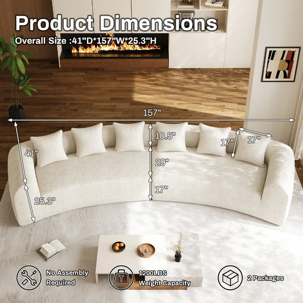 Modern Curved Sectional Sofa Oversized Compression Sofa