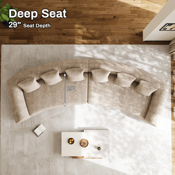 Modern Curved Sectional Sofa Oversized Compression Sofa