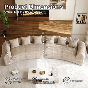 Modern Curved Sectional Sofa Oversized Compression Sofa