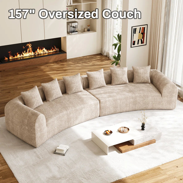 Modern Curved Sectional Sofa Oversized Compression Sofa