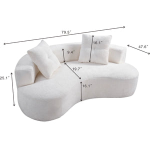 Boneless 2-Seater Curved Compression Sofa, No Assembly Required, Automatic Expand & Restore Cloud Couch, Soft Boucle Fabric Loveseat for Small Living Room, Apartment, Bedroom  Wooden bazar