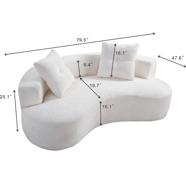 Boneless 2-Seater Curved Compression Sofa, No Assembly Required, Automatic Expand & Restore Cloud Couch, Soft Boucle Fabric Loveseat for Small Living Room, Apartment, Bedroom  Wooden bazar