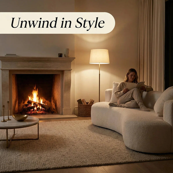 Boneless 2-Seater Curved Compression Sofa, No Assembly Required, Automatic Expand & Restore Cloud Couch, Soft Boucle Fabric Loveseat for Small Living Room, Apartment, Bedroom  Wooden bazar