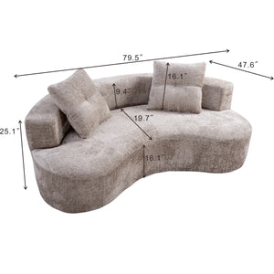Boneless 2-Seater Curved Compression Sofa, No Assembly Required, Automatic Expand & Restore Cloud Couch, Soft Boucle Fabric Loveseat for Small Living Room, Apartment, Bedroom  Wooden bazar