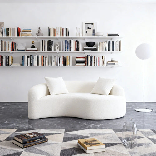 Boneless Curved Chenille Sectional Sofa  Wooden Bazar