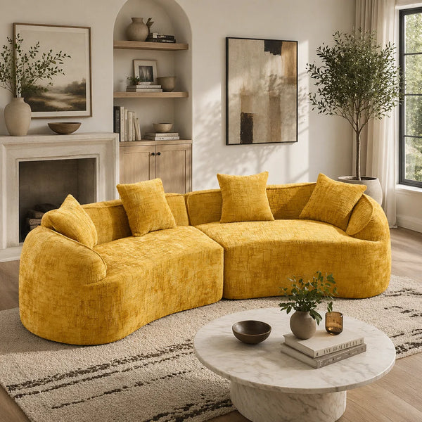 Boneless Curved Compressed Sofa, Creative Nordic-Style Design For Living Room, Comfortable, Soft And Suitable For Multiple Scenarios  Wooden Bazar