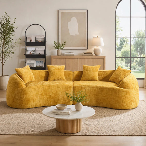 Boneless Curved Compressed Sofa, Creative Nordic-Style Design For Living Room, Comfortable, Soft And Suitable For Multiple Scenarios  Wooden Bazar