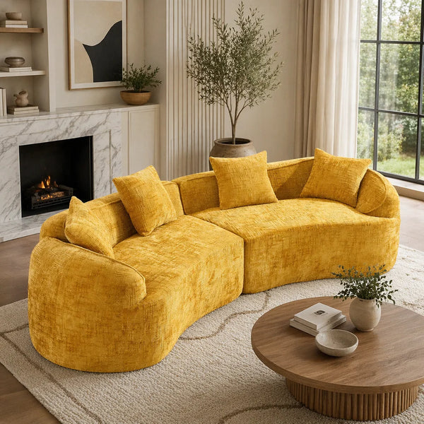 Boneless Curved Compressed Sofa, Creative Nordic-Style Design For Living Room, Comfortable, Soft And Suitable For Multiple Scenarios  Wooden Bazar