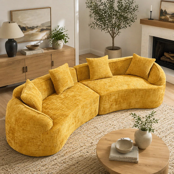 Boneless Curved Compressed Sofa, Creative Nordic-Style Design For Living Room, Comfortable, Soft And Suitable For Multiple Scenarios  Wooden Bazar