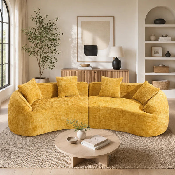 Boneless Curved Compressed Sofa, Creative Nordic-Style Design For Living Room, Comfortable, Soft And Suitable For Multiple Scenarios  Wooden Bazar