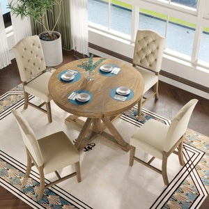 Kelbaggi Modern Round Wooden Dining Set - Wooden Bazar