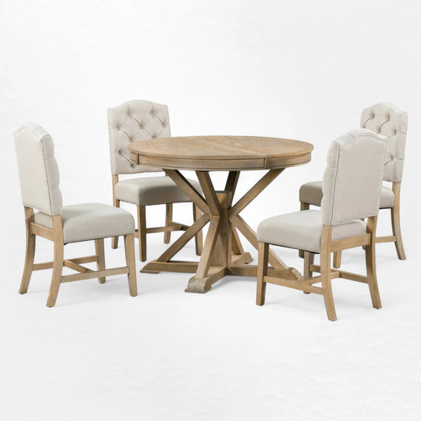Kelbaggi Modern Round Wooden Dining Set - Wooden Bazar