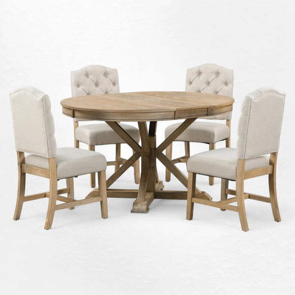 Kelbaggi Modern Round Wooden Dining Set - Wooden Bazar