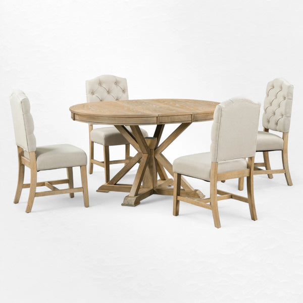 Kelbaggi Modern Round Wooden Dining Set - Wooden Bazar
