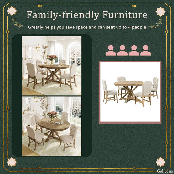 Kelbaggi Modern Round Wooden Dining Set - Wooden Bazar