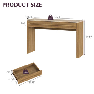 Bramwell  Console Table with Wood Frame and Travertine-Look Top  Wooden Bazar