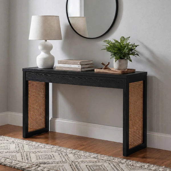 Brandasia Weave Hall Console Table and Desk for Entryway, Living Room & Home Office  Wooden Bazar