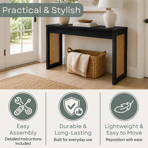 Brandasia Weave Hall Console Table and Desk for Entryway, Living Room & Home Office  Wooden Bazar