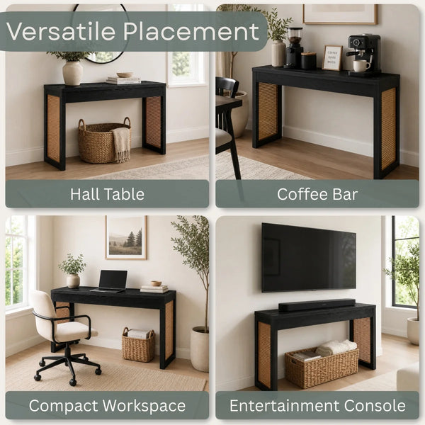 Brandasia Weave Hall Console Table and Desk for Entryway, Living Room & Home Office  Wooden Bazar