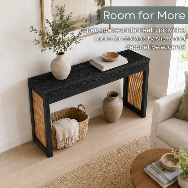 Brandasia Weave Hall Console Table and Desk for Entryway, Living Room & Home Office  Wooden Bazar