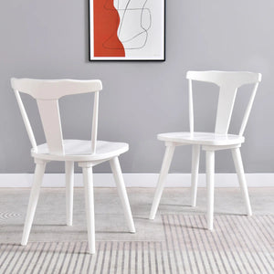 Brannagh 19.3" Wide Modern Scandinavian Solid Wood Dining Chair Y-Shaped Backrest (Set of 2)  Wooden Bazar