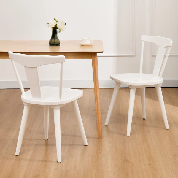 Brannagh 19.3" Wide Modern Scandinavian Solid Wood Dining Chair Y-Shaped Backrest (Set of 2)  Wooden Bazar