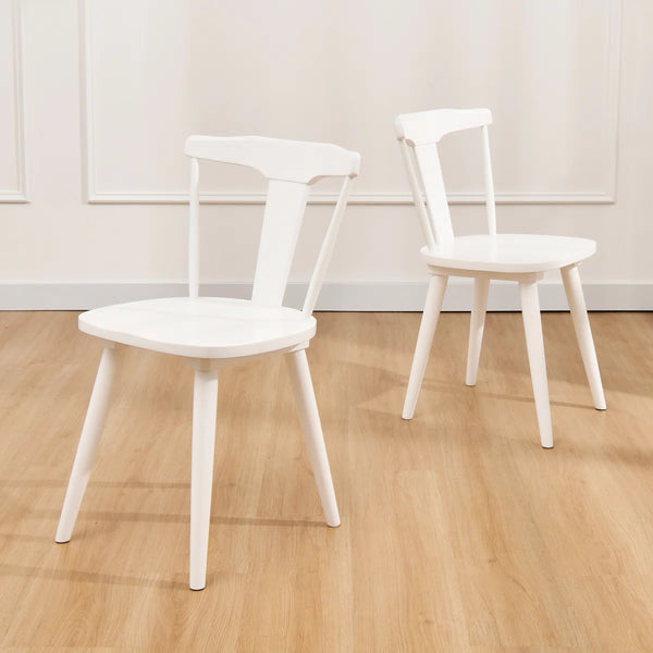 Brannagh 19.3" Wide Modern Scandinavian Solid Wood Dining Chair Y-Shaped Backrest (Set of 2)  Wooden Bazar