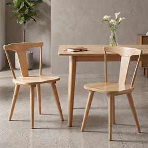 Brannagh 19.3" Wide Modern Scandinavian Solid Wood Dining Chair Y-Shaped Backrest (Set of 2)  Wooden Bazar