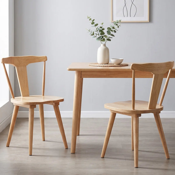 Brannagh 19.3" Wide Modern Scandinavian Solid Wood Dining Chair Y-Shaped Backrest (Set of 2)  Wooden Bazar