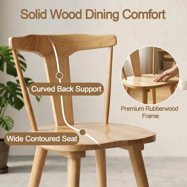 Brannagh 19.3" Wide Modern Scandinavian Solid Wood Dining Chair Y-Shaped Backrest (Set of 2)  Wooden Bazar