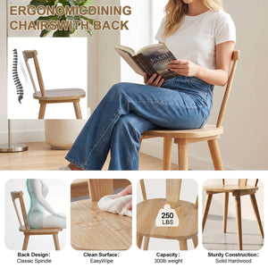 Brannagh 19.3" Wide Modern Scandinavian Solid Wood Dining Chair Y-Shaped Backrest (Set of 2)  Wooden Bazar