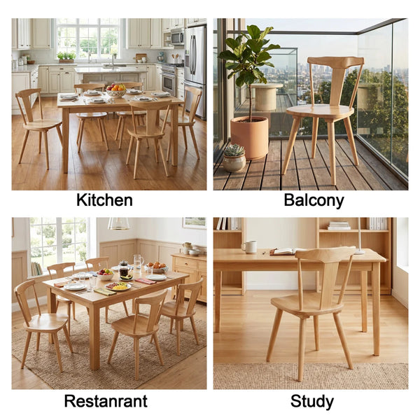 Brannagh 19.3" Wide Modern Scandinavian Solid Wood Dining Chair Y-Shaped Backrest (Set of 2)  Wooden Bazar