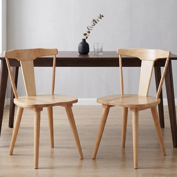 Brannagh 19.3" Wide Modern Scandinavian Solid Wood Dining Chair Y-Shaped Backrest (Set of 2)  Wooden Bazar