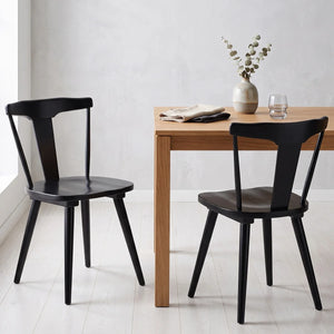 Brannagh 19.3" Wide Modern Scandinavian Solid Wood Dining Chair Y-Shaped Backrest (Set of 2)  Wooden Bazar
