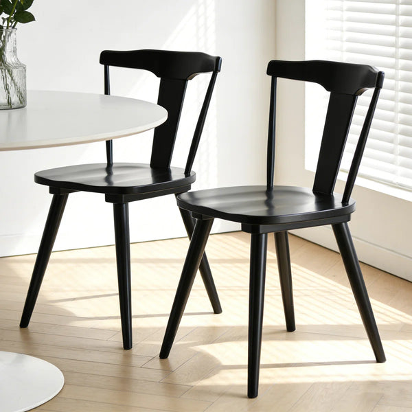 Brannagh 19.3" Wide Modern Scandinavian Solid Wood Dining Chair Y-Shaped Backrest (Set of 2)  Wooden Bazar