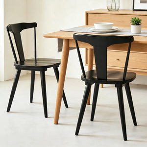Brannagh 19.3" Wide Modern Scandinavian Solid Wood Dining Chair Y-Shaped Backrest (Set of 2)  Wooden Bazar