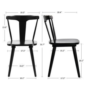 Brannagh 19.3" Wide Modern Scandinavian Solid Wood Dining Chair Y-Shaped Backrest (Set of 2)  Wooden Bazar