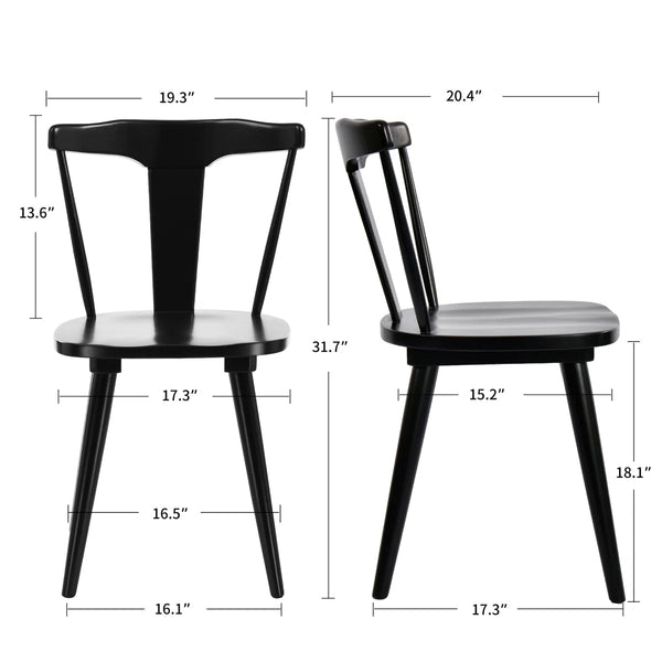 Brannagh 19.3" Wide Modern Scandinavian Solid Wood Dining Chair Y-Shaped Backrest (Set of 2)  Wooden Bazar